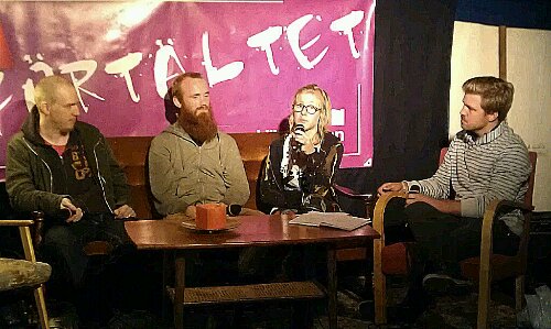 Patrik, Samuel, Alice och Johan Arenius som modererade